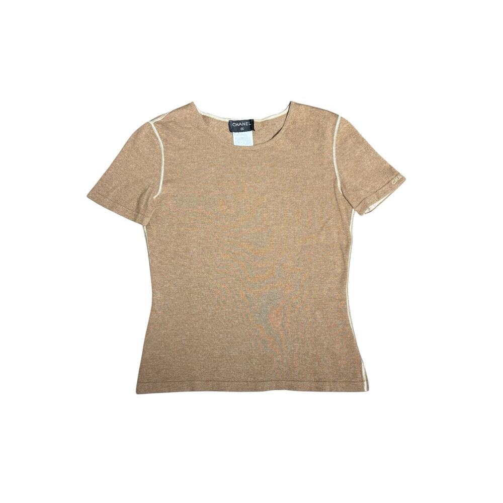 Chanel 99A Vintage Cashmere Silk Sweater Camel Size 38 EU 6 US